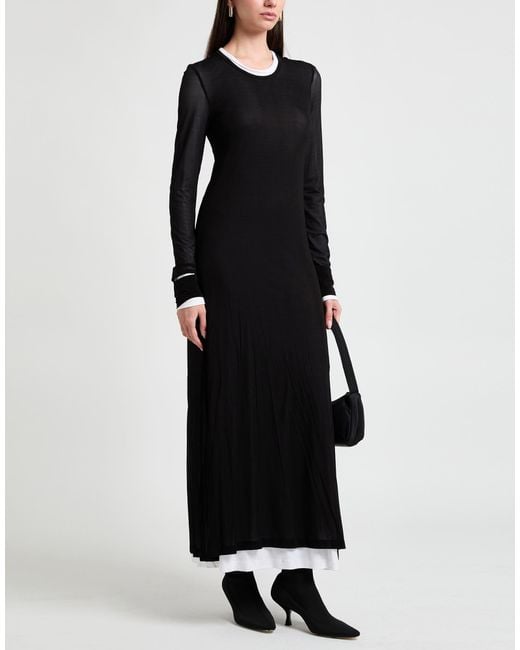 Helmut Lang Black Maxi Dress Cupro, Elastane