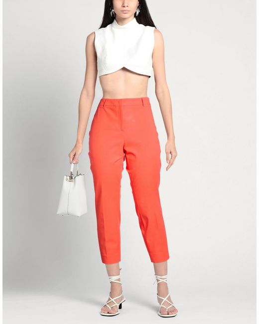 Via Masini 80 Red Pants Cotton, Elastane