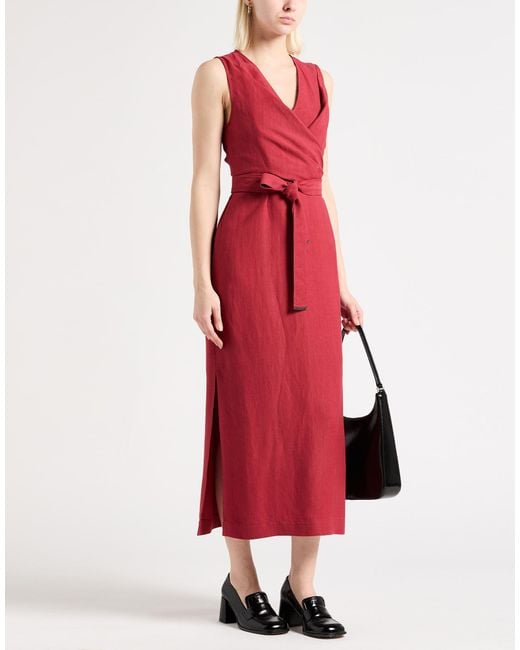 Brunello Cucinelli Red Maxi Dress Viscose, Linen, Brass