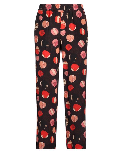 Via Masini 80 Red Dark Pants Silk
