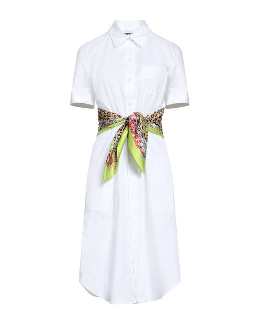 Moschino White Couture Midi Dress Cotton, Elastane
