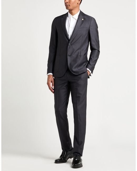 Lardini Blue Suit Wool, Silk, Mohair Wool, Elastane for men