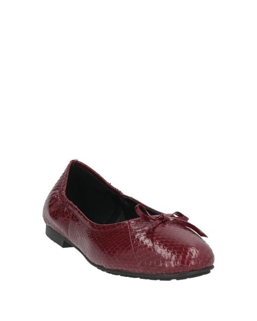 SEBAS. Red Burgundy Ballet Flats Leather
