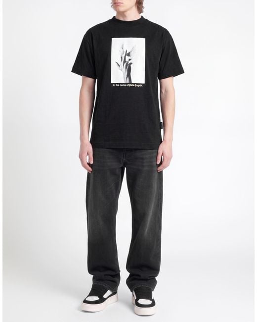 Palm Angels Black T-Shirt Cotton for men