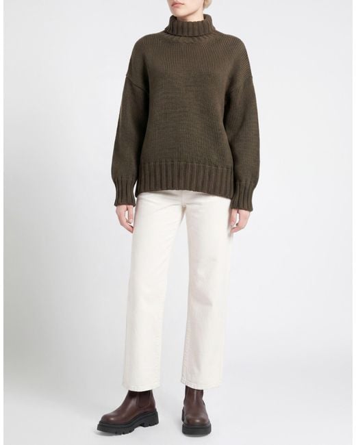 Aragona Green Military Turtleneck Wool