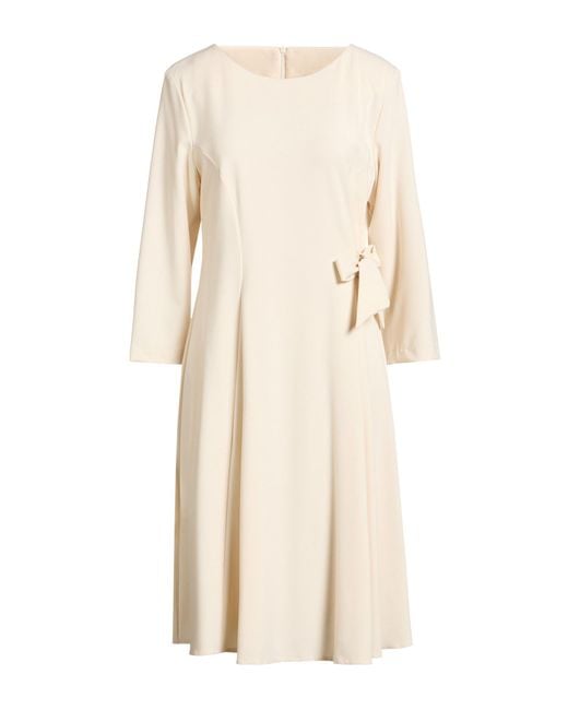 BLUE IV by ISABELLE VAN DEN ABEELE Natural Ivory Midi Dress Polyester, Viscose, Elastane