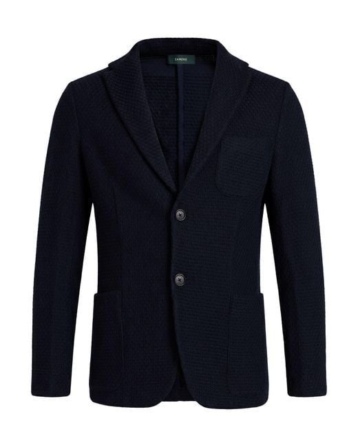 Zanone Blue Slate Blazer Virgin Wool for men
