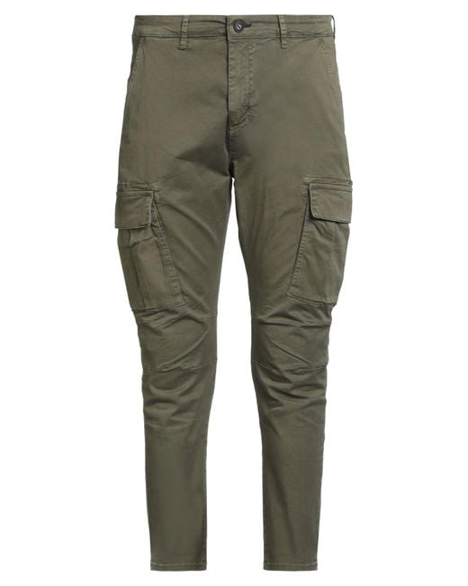 Impure Green Military Pants Cotton, Elastane for men