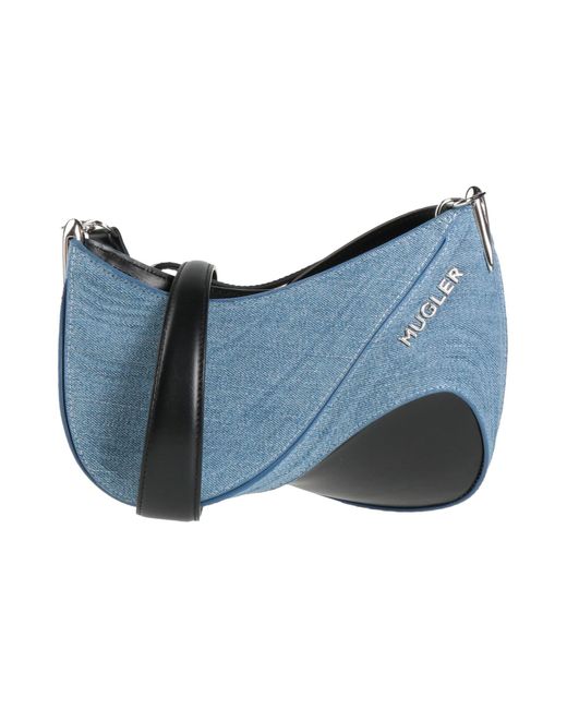 Mugler Blue Cross-Body Bag Leather, Textile Fibers