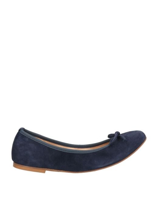 Le Briella Blue Ballet Flats Leather