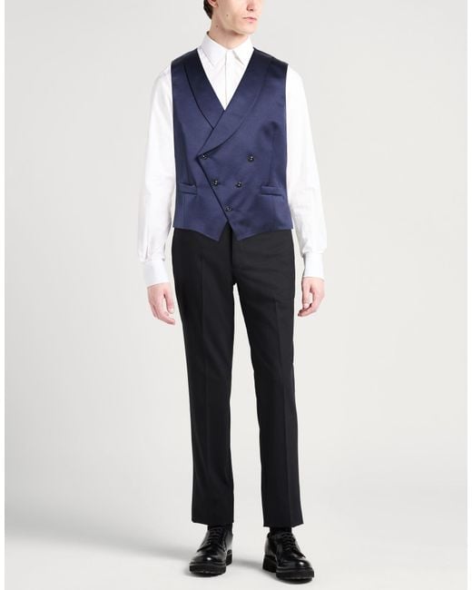 Luigi Bianchi Blue Midnight Tailored Vest Wool, Polyester for men