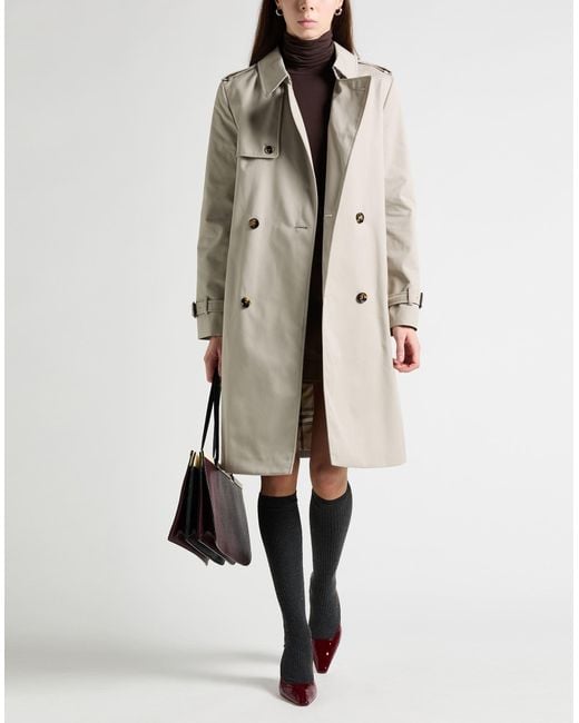 Burberry Natural Overcoat & Trench Coat Polyester, Cotton