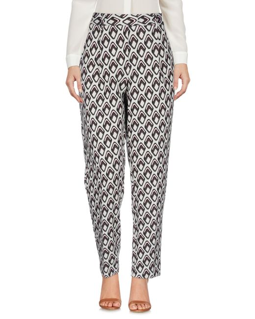 Maliparmi White Pants Polyester, Cotton