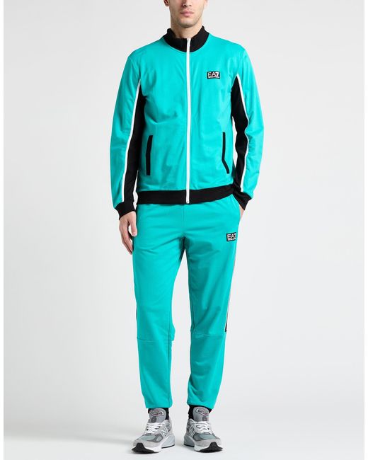 EA7 Blue Tracksuit Cotton, Elastane for men