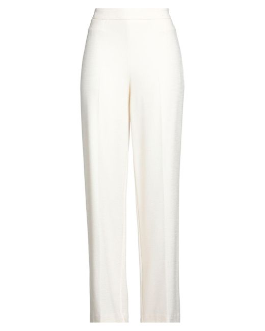 Furore White Ivory Pants Viscose, Polyester, Elastane