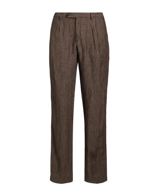 Massimo Alba Brown Dark Pants Linen for men