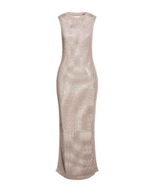 Mc2 Saint Barth Natural Maxi Dress Viscose, Metallic Fiber