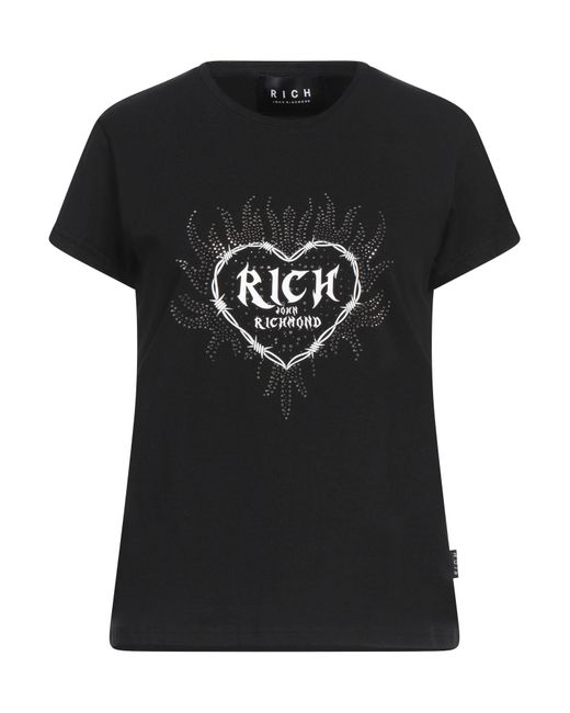 John Richmond Black T-Shirt Cotton, Elastane