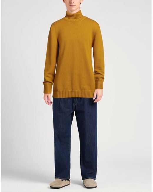 Alpha Studio Yellow Mustard Turtleneck Merino Wool for men