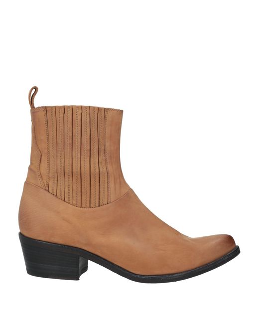 Ink Brown Camel Ankle Boots Leather