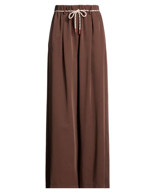 ViCOLO Brown Pants Polyester, Viscose, Elastane