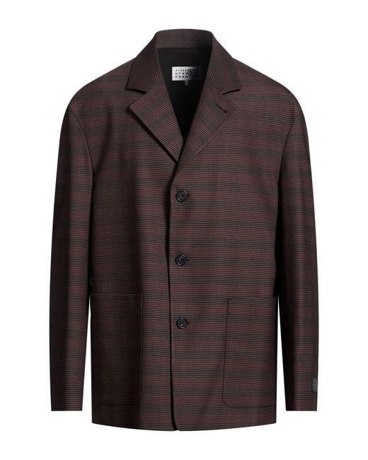 MM6 by Maison Margiela Brown Blazer Polyester, Virgin Wool, Elastane for men