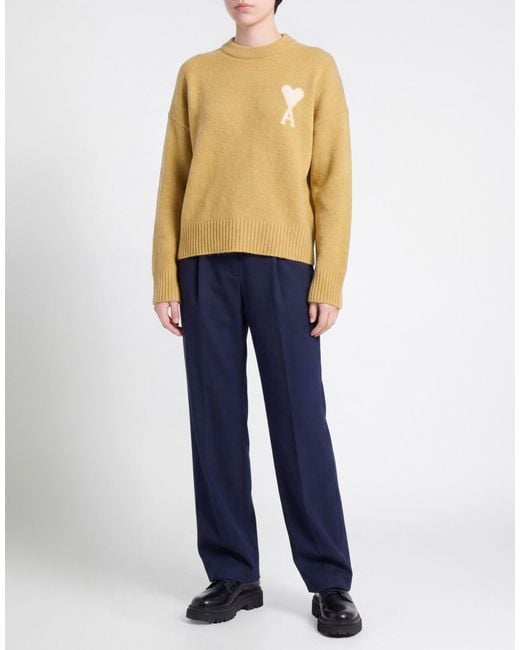 AMI Yellow Sweater Alpaca Wool, Wool, Polyamide, Elastane