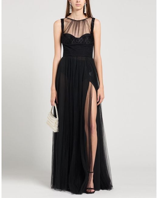 Elisabetta Franchi Black Maxi Dress Polyamide, Cotton, Elastane