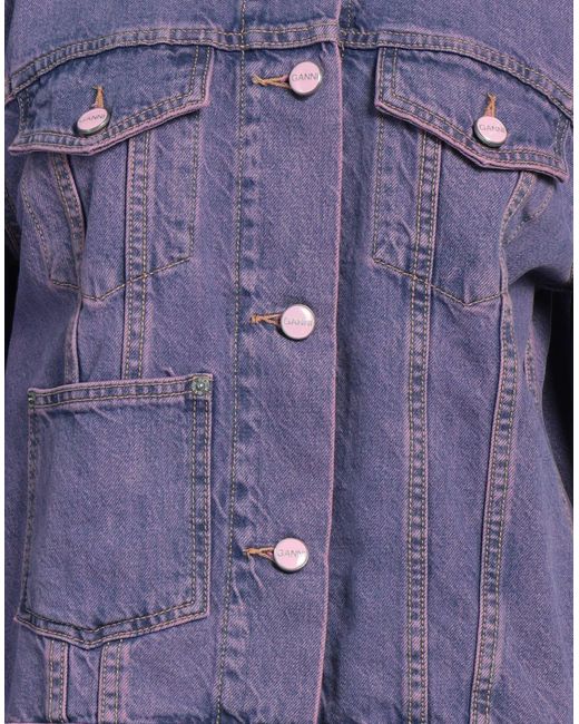 Ganni Purple Denim Outerwear Organic Cotton