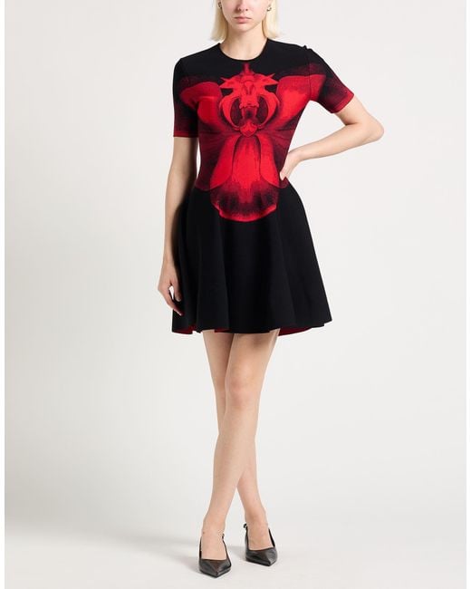 McQueen Red Mini Dress Viscose, Polyester, Polyamide, Elastane