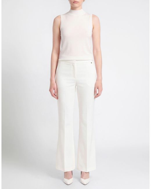 Liu Jo White Ivory Pants Polyester, Elastane