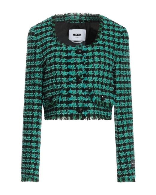MSGM Green Jacket Cotton, Acrylic, Polyester, Wool, Viscose