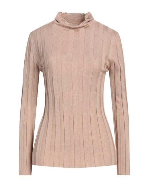 A.MANTÓ Pink Camel Turtleneck Merino Wool, Silk