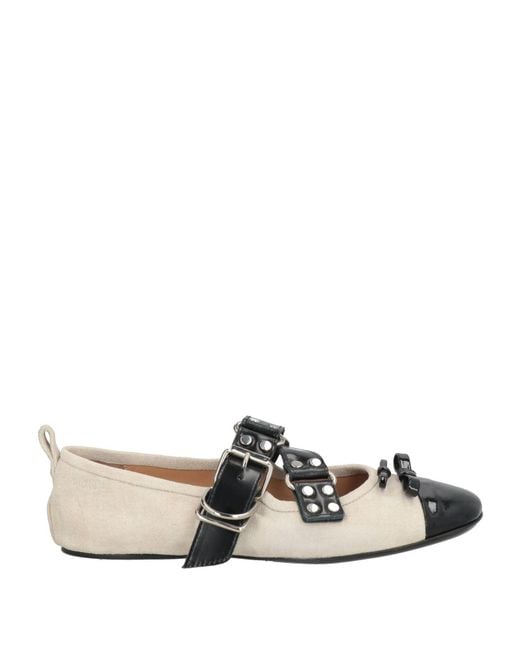13 09 SR White Ballet Flats Leather