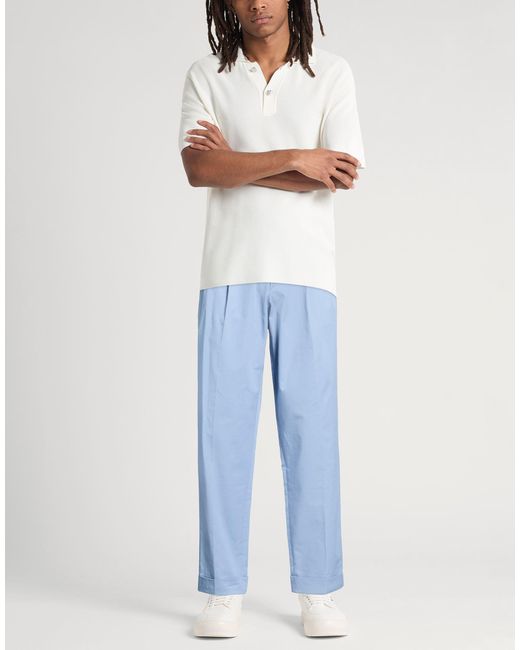 Berwich Blue Pants Cotton, Elastane for men
