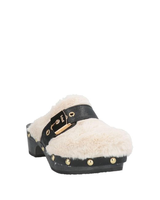 Scholl White Iconic Ivory Mules & Clogs Leather, Textile Fibers