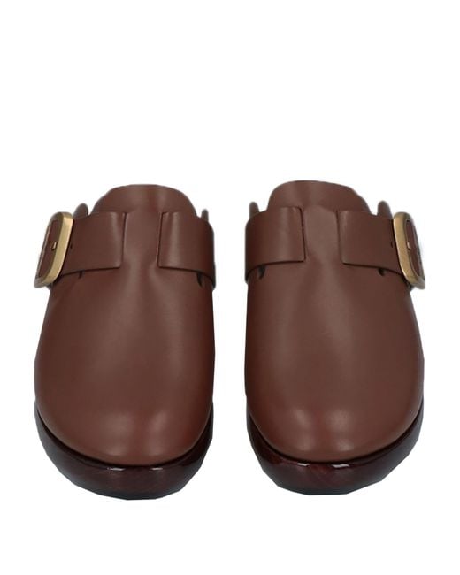 Tod's Brown Leather Wedge Clogs