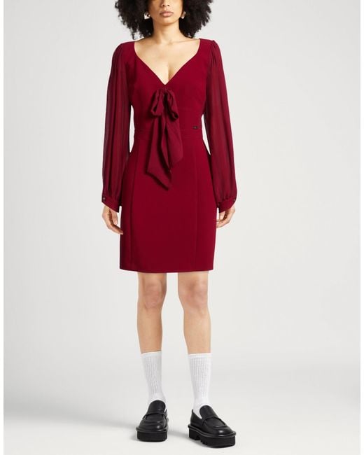 DIVEDIVINE Red Burgundy Mini Dress Polyester