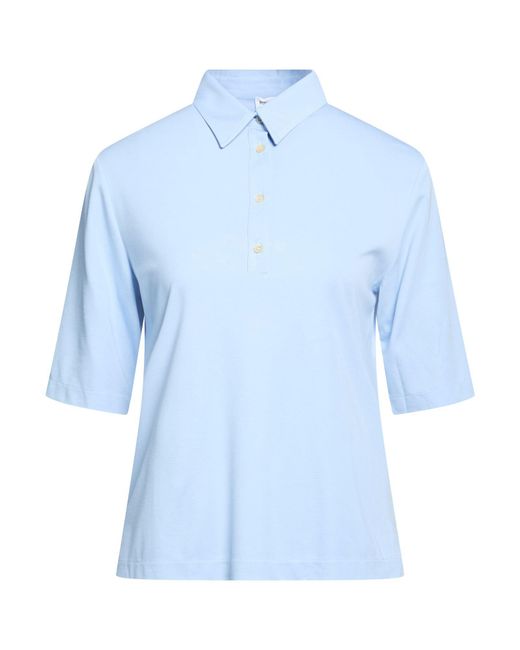 RUE DU BAC Blue Polo Shirt Viscose, Polyamide, Elastane