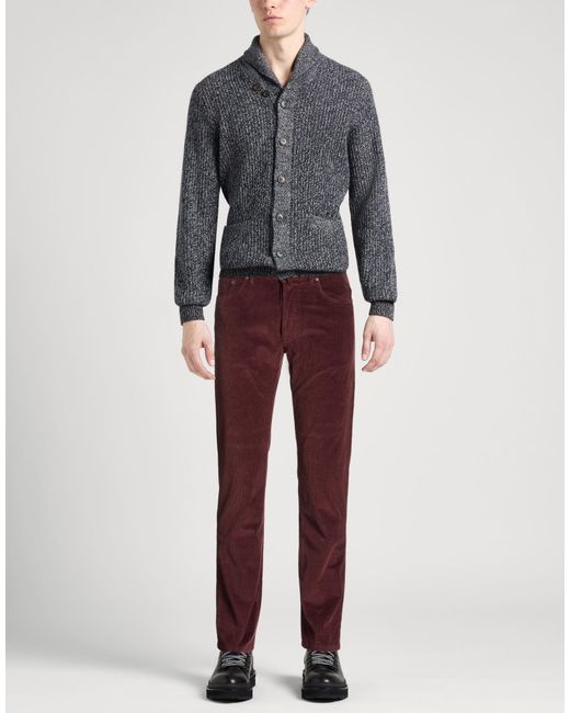 Moorer Red Burgundy Pants Cotton, Elastane for men