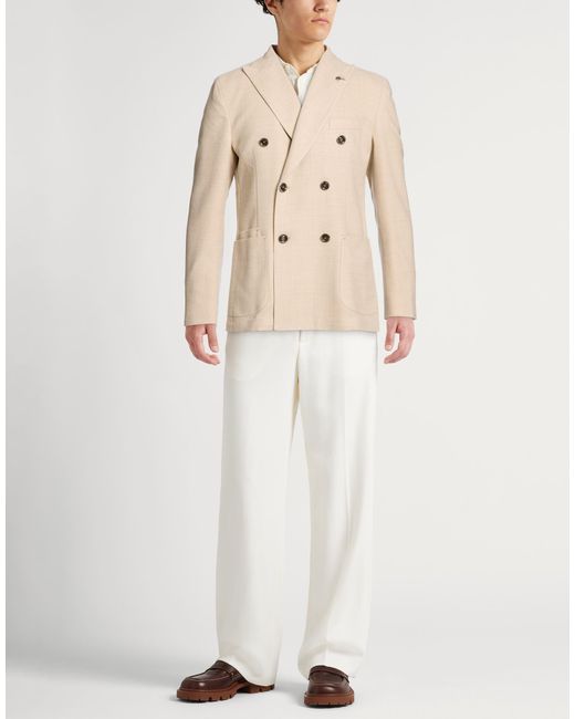 Paoloni Natural Blazer Virgin Wool, Cotton for men