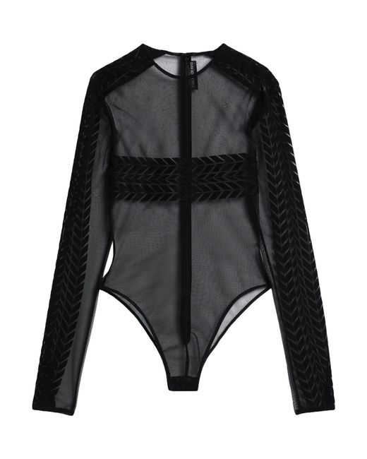 David Koma Black Bodysuit Cotton, Polyamide, Polyester
