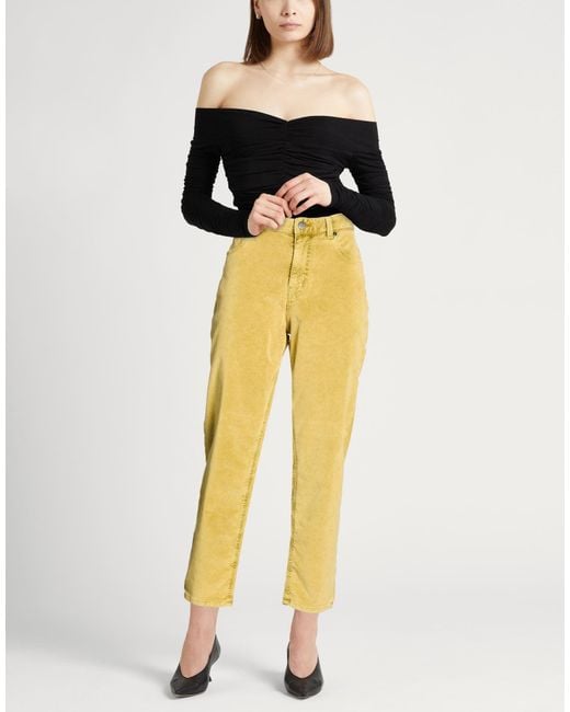 PT Torino Yellow Pants Cotton, Lyocell, Elastane
