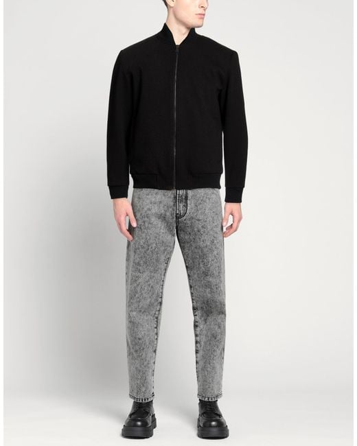 Exte Black Jacket Polyester, Viscose, Wool for men