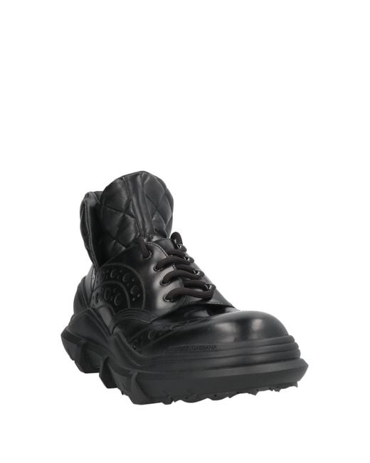 Dolce & Gabbana Black Sneakers Calfskin, Lambskin for men