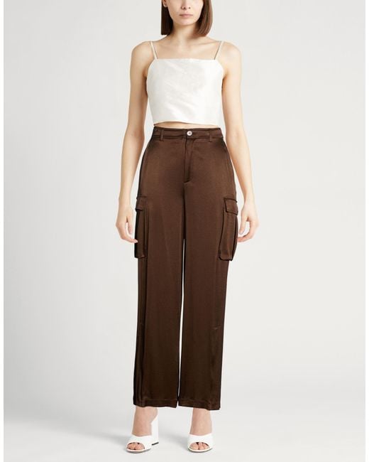 Semicouture Brown Pants Acetate, Silk
