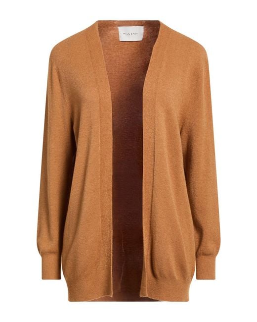 Manila Grace Brown Camel Cardigan Viscose, Polyester, Polyamide