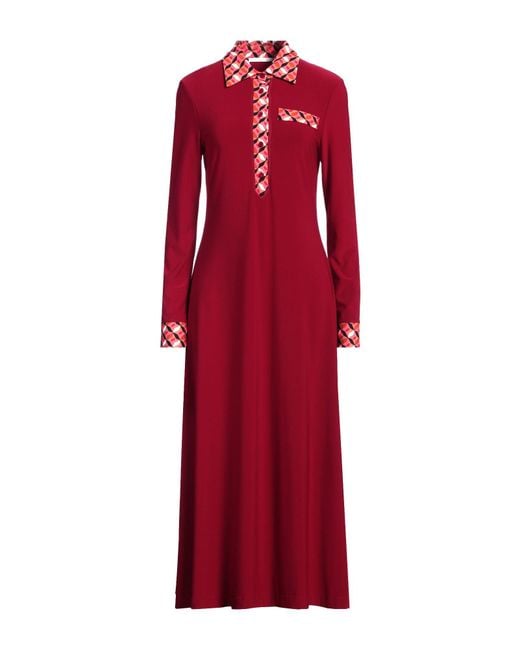 Maliparmi Red Midi Dress Polyester, Elastane, Viscose