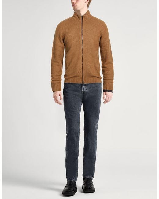 Drumohr Brown Camel Cardigan Lambswool for men