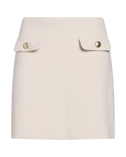 Compagnia Italiana Natural Cream Mini Skirt Polyester, Viscose, Elastane